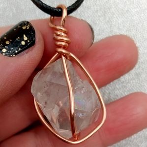 Super amazing double Tibetan quartz wire wrapped pendant